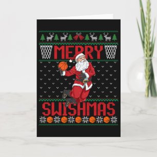 Carte Père Noël jouant Sketll Sweat de Noël moche Swishm