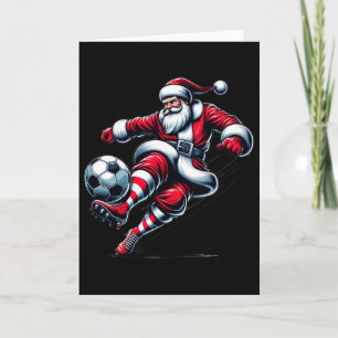 Carte Père Noël joue au football Noël Sports Femmes Homm