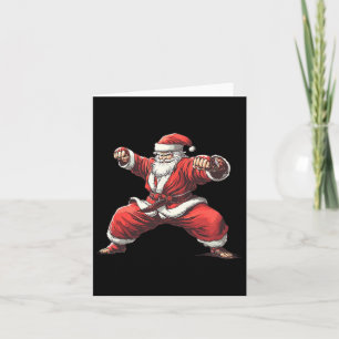 Carte Père Noël Jouer Funny Martial Arts Amateur Noël X