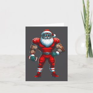 Carte Père Noël Joueur de Football Américain Joyeux Noël