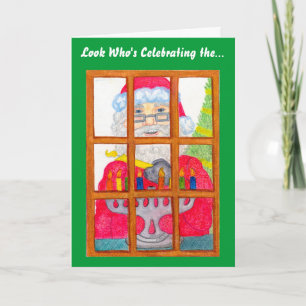 Carte père Noël Lighting Menorah