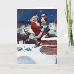 Carte Père Noël Livres à Noël,