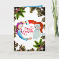 Père Noël magique avec fille de bébé lunatique
