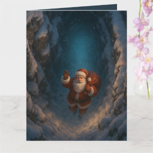 Carte Père Noël magique de Noël dans un canyon enneigé