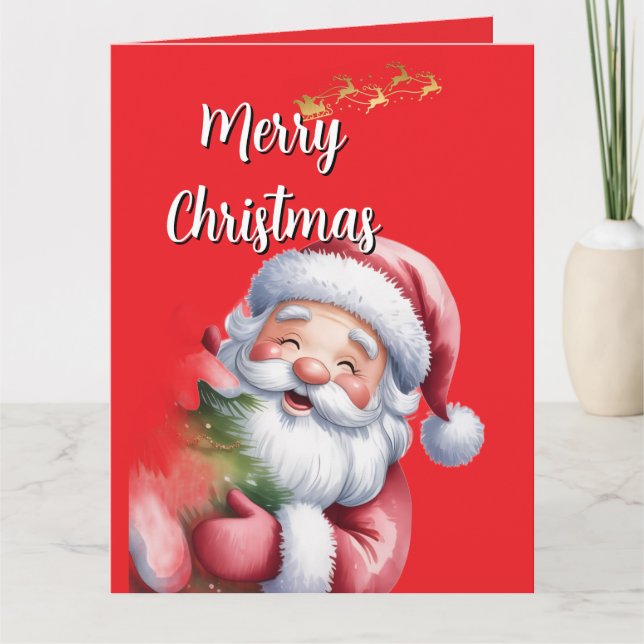 Carte Père Noël mignon drôle & typographie (Devant)