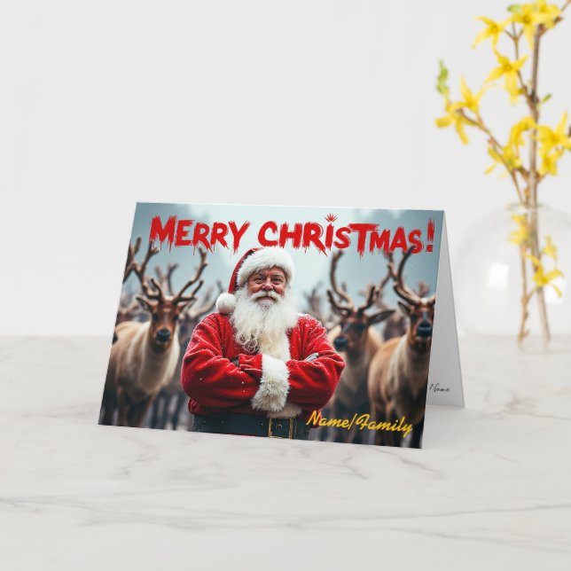 Carte Père Noël moderne (Fleur jaune)