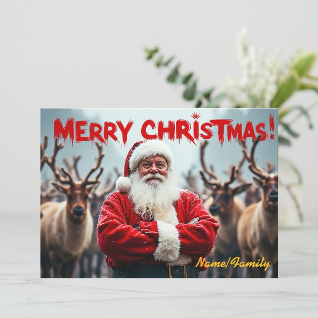 Carte Père Noël moderne (Debout devant)