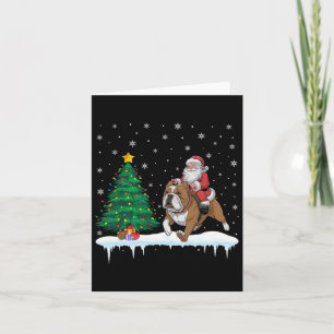 Carte Père Noël montant un bouledogue américain garçons