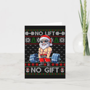 Carte Père Noël Muscle Drôle Soulever Noël Pull de Noël