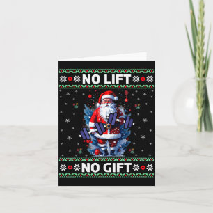 Carte Père Noël musculaire drôle soulevant un pull de No