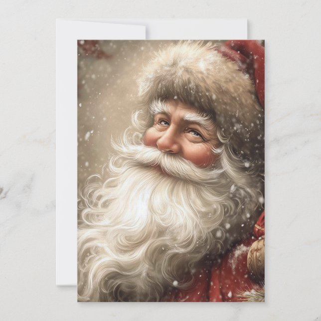 Carte Père Noël Noël Nostalgique Plat (Devant)