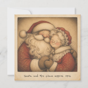 Carte Père Noël nostalgique & Mme Claus Photo Rétro