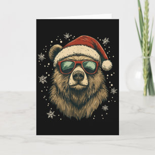 Carte Père Noël ours grizzly drôle mignon amateur d'anim
