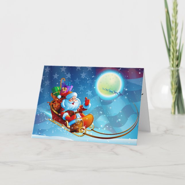 Carte Père Noël patriotique Dieu bénisse l'Amérique Vers (Devant)