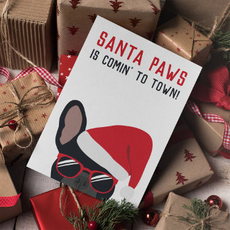 Carte Père Noël Paws Noir Chien à tête noire