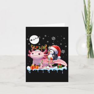 Carte Père Noël Penguin équitation Axolotl Reindeer Noël
