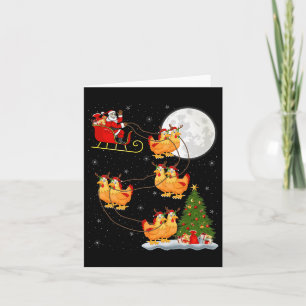 Carte Père Noël Poulet Traîneau Volant Drôle Magique Noë