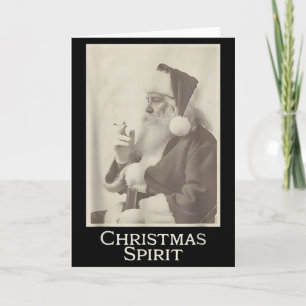 Carte Père Noël qui fume, esprit de Noël drôle