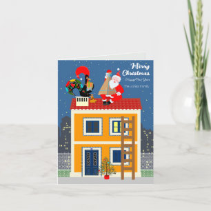 Carte Père Noël rencontre le Coq portugais