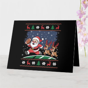Carte Père Noël Renne Joue au Football Américain Noël dé