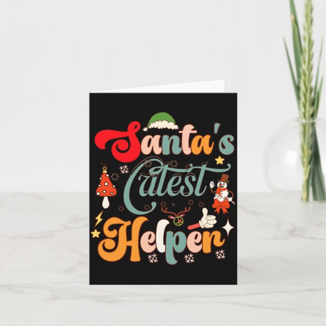Carte Père Noël Rétro Drôle Aide la Plus Mignonne  (Devant)
