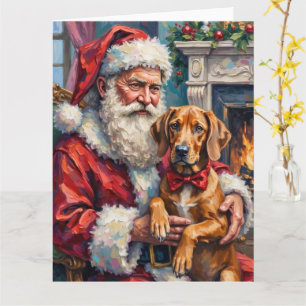 Carte Père Noël Rhodesian Ridgeback Art de Noël