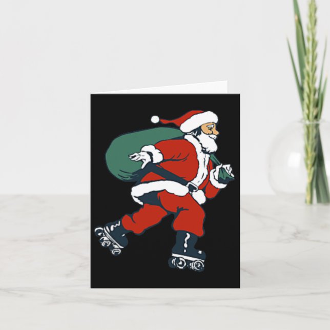 Carte Père Noël Roller Patinage amusant Patinage de Noël (Devant)