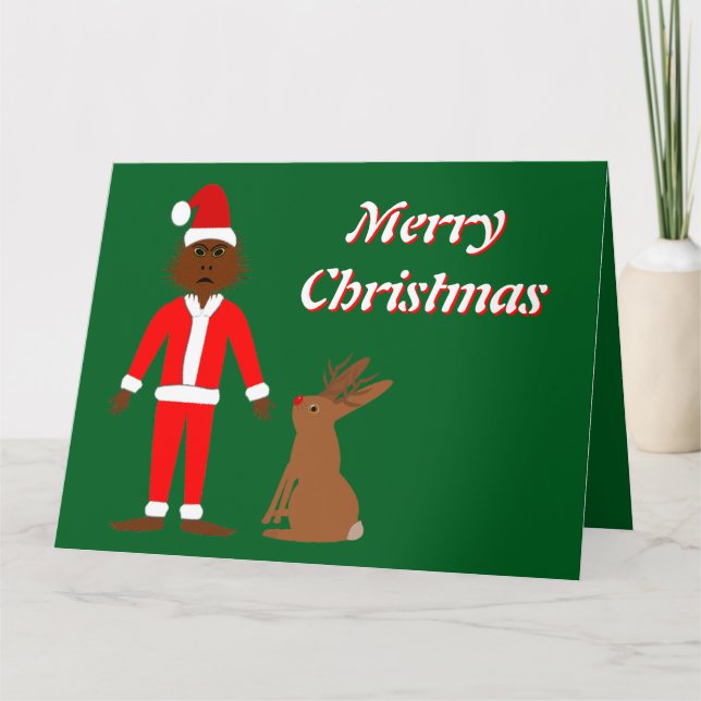 Carte Père Noël Sasquatch et Jackalope (Devant)