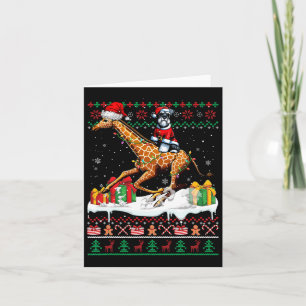 Carte Père Noël Schnauzer Riding Giraffe Sweater L
