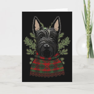 Carte Père Noël Scottie Xmas Sur Terrier Écossais de Noë