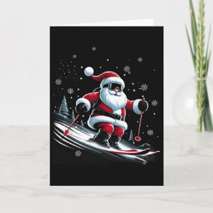 Carte Père Noël skiant Noël Ski Sport d'hiver X-ma
