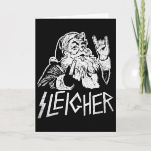 Carte Père Noël Sleigher Rock On Goth Heavy Metal Chri