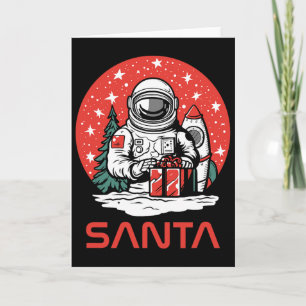 Carte Père Noël spatial Astronaute Cosmos Présente Cool 
