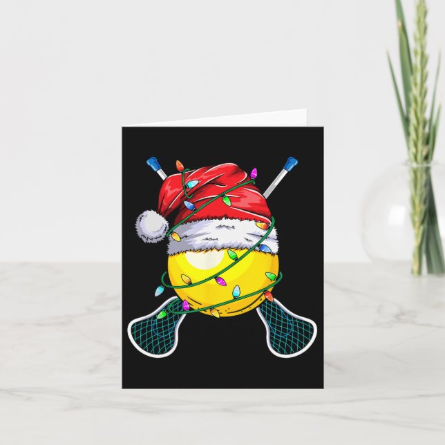 Carte Père Noël Sports Design - Lacrosse de Noël (Devant)