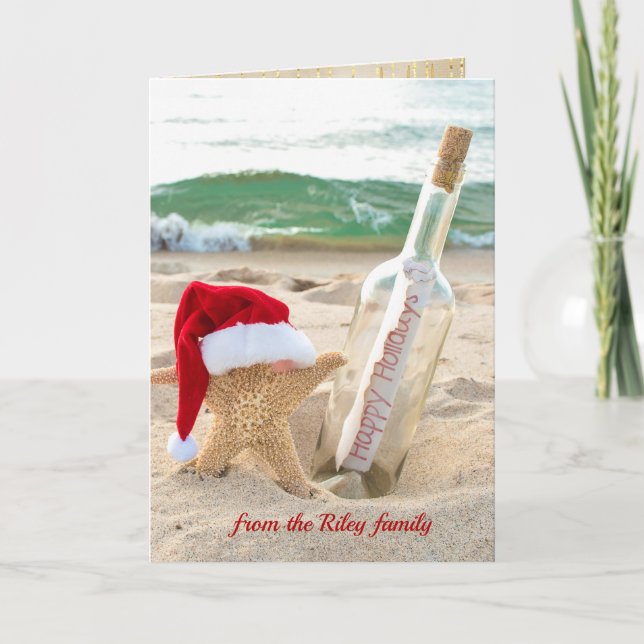 Carte Père Noël Starfish avec message de vacances en bou (Devant)