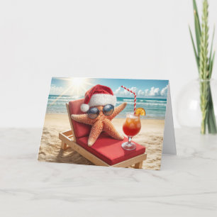Carte Père Noël Starfish Sur Plage