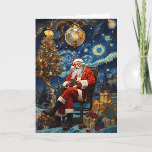 Carte Père Noël Starry Night | Carte de Noël Van G (Devant)