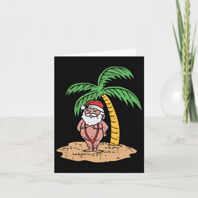 Carte Père Noël Summer maillot de bain drôle Noël en Jui (Devant)