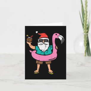 Carte Père Noël Sur Le Flamant rose Floatie Jote Noël En