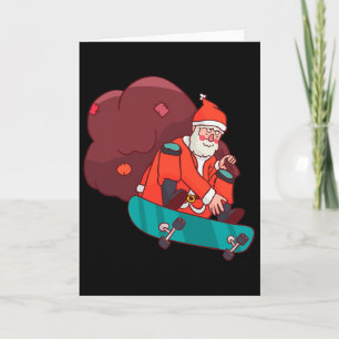 Carte Père Noël sur skateboard cadeau de Noël drôle