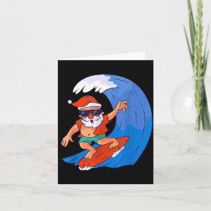 Carte Père Noël surf Noël X-mas Cadeau