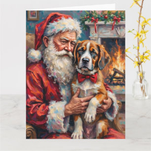 Carte Père Noël tenant l'art de Noël de Saint-Bernard