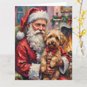 Carte Père Noël tenant l'art de Noël de Yorkipoo