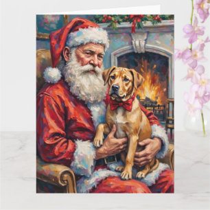 Carte Père Noël tenant l'art de Noël Shar Pei