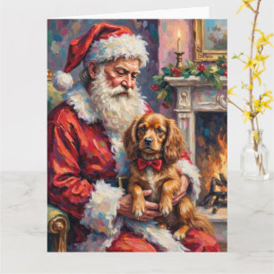 Carte Père Noël tenant une illustration de Noël de Spani