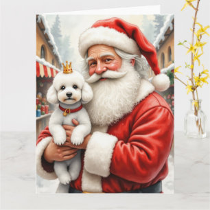 Carte Père Noël tenant une œuvre d'art de Noël de Canich