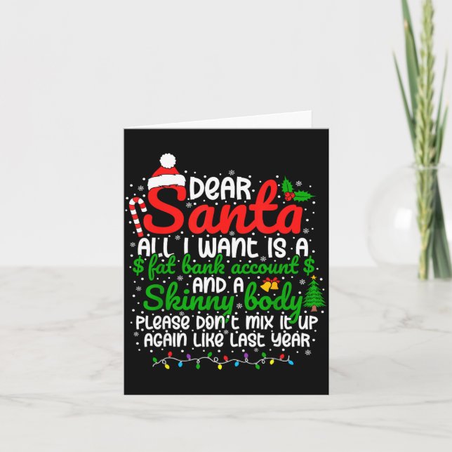 Carte Père Noël, tout ce que je veux c'est un compte en  (Devant)
