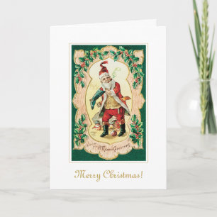 Carte Père Noël vintage avec tuyau Noël Fête Art