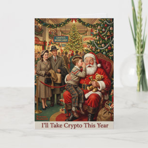 Carte Père Noël vintage, je prendrai la crypto pour Noël