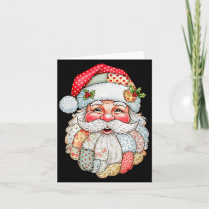 Carte Père Noël vintage prépa Patchwork Noël